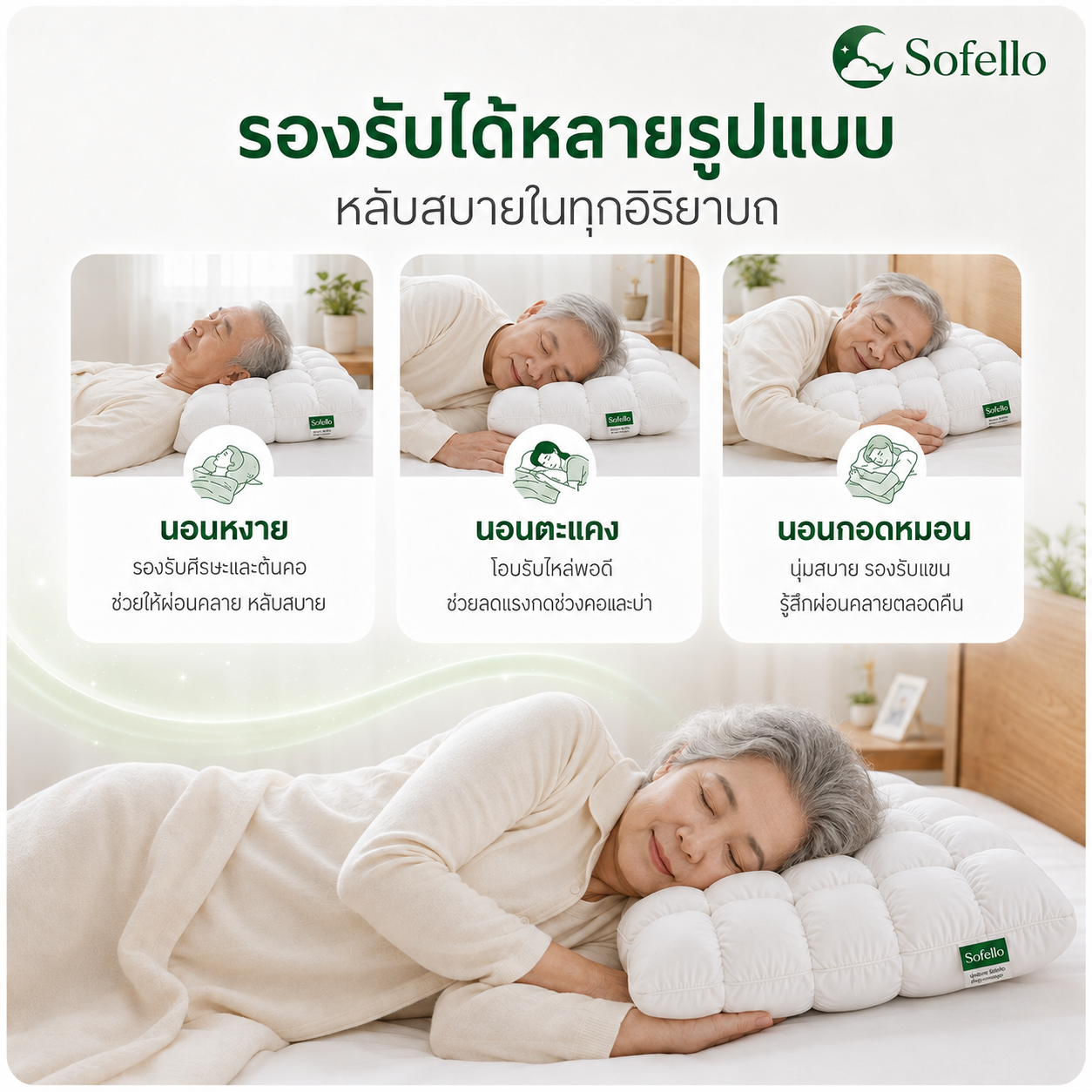 Sofello หมอนพัฟ สัมผัสเย็น รองรับทุกสรีระ